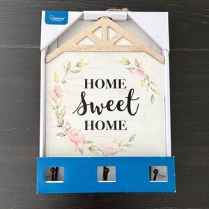 Home Sweet Home Floral Wall Decor with Hooks